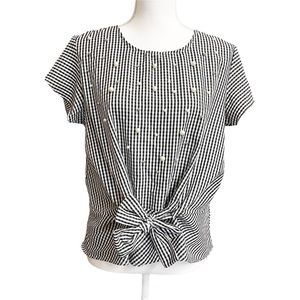 Kontrol Contemporary B/W Pinstripe Top Pearl Tie L